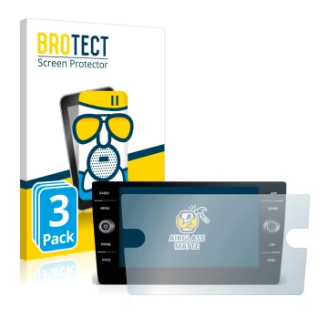 Face avant d’un emballage produit avec le logo de la marque BROTECT. À côté, l’appareil Volkswagen Arteon 2017-2019 Discover M