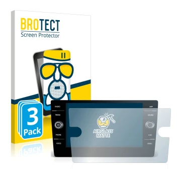 Face avant d’un emballage produit avec le logo de la marque BROTECT. À côté, l’appareil Volkswagen Touran 2017 Discover Media 