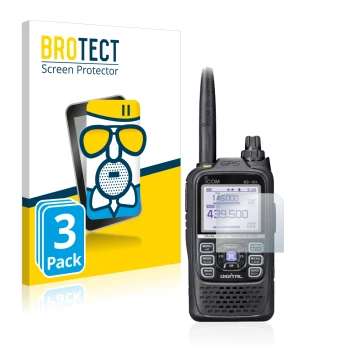 Face avant d’un emballage produit avec le logo de la marque BROTECT. À côté, l’appareil Icom ID-51E Plus 2 est représenté avec
