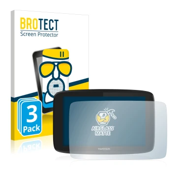 Face avant d’un emballage produit avec le logo de la marque BROTECT. À côté, l’appareil TomTom Go Professional 6200 est représ