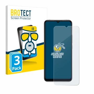 Face avant d’un emballage produit avec le logo de la marque BROTECT. À côté, l’appareil Xiaomi Mi 10 Lite est représenté avec 