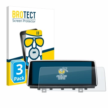 Face avant d’un emballage produit avec le logo de la marque BROTECT. À côté, l’appareil BMW X5 F15 2013-2018 Infotainment Syst