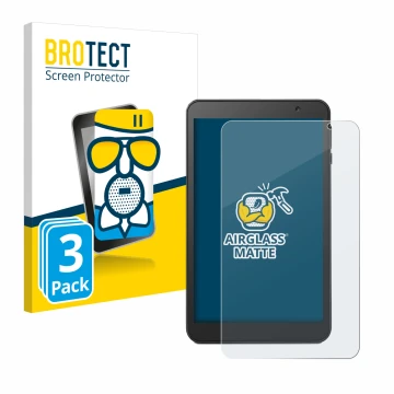 Face avant d’un emballage produit avec le logo de la marque BROTECT. À côté, l’appareil Vankyo MatrixPad S8 est représenté ave