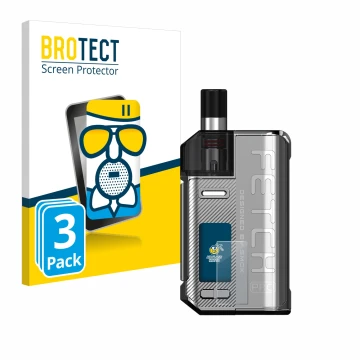 Face avant d’un emballage produit avec le logo de la marque BROTECT. À côté, l’appareil Smok Fetch 80W Pro est représenté avec