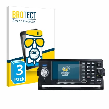 Face avant d’un emballage produit avec le logo de la marque BROTECT. À côté, l’appareil Uniden SDS200E est représenté avec la 