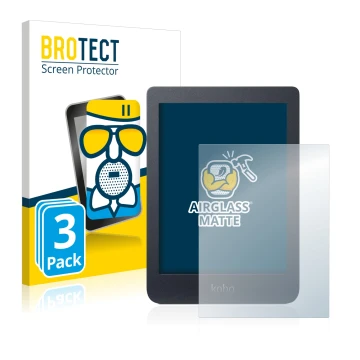 Face avant d’un emballage produit avec le logo de la marque BROTECT. À côté, l’appareil Kobo Nia est représenté avec la protec