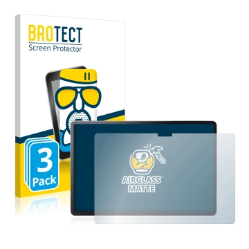 Face avant d’un emballage produit avec le logo de la marque BROTECT. À côté, l’appareil Lenovo Tab P11 Pro est représenté avec