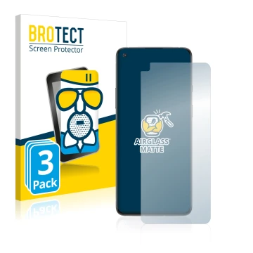 Face avant d’un emballage produit avec le logo de la marque BROTECT. À côté, l’appareil OnePlus 8T est représenté avec la prot