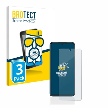 Face avant d’un emballage produit avec le logo de la marque BROTECT. À côté, l’appareil Xiaomi Poco X3 NFC est représenté avec