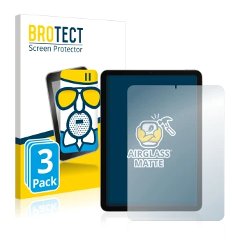 Face avant d’un emballage produit avec le logo de la marque BROTECT. À côté, l’appareil Apple iPad Air 4 2020 (4ème Gen.) est 