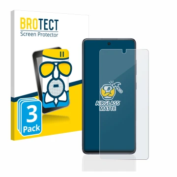 Face avant d’un emballage produit avec le logo de la marque BROTECT. À côté, l’appareil Samsung Galaxy S20 FE 5G est représent