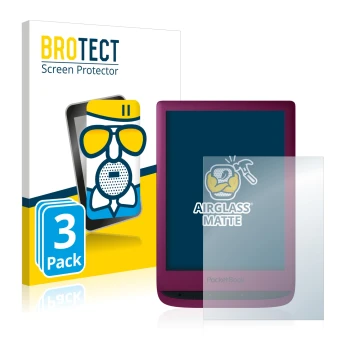 Face avant d’un emballage produit avec le logo de la marque BROTECT. À côté, l’appareil PocketBook Touch Lux 5 est représenté 