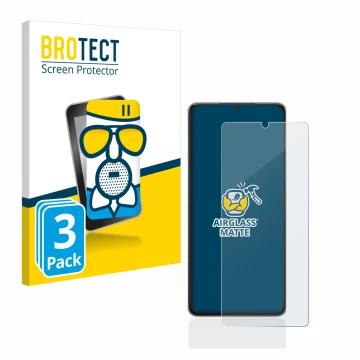 Face avant d’un emballage produit avec le logo de la marque BROTECT. À côté, l’appareil Samsung Galaxy S21 Ultra 5G est représ