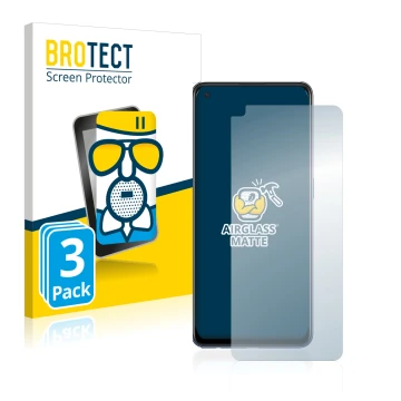 Face avant d’un emballage produit avec le logo de la marque BROTECT. À côté, l’appareil Oppo A74 est représenté avec la protec