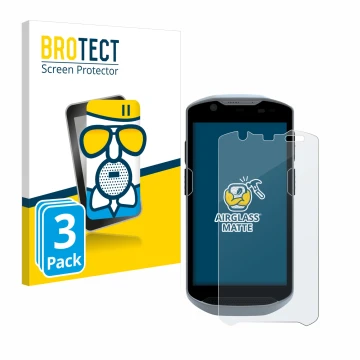 Face avant d’un emballage produit avec le logo de la marque BROTECT. À côté, l’appareil Zebra TC52x est représenté avec la pro