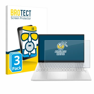 Face avant d’un emballage produit avec le logo de la marque BROTECT. À côté, l’appareil HP Pavilion x360 (15-erX) est représen
