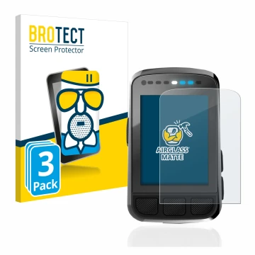 Face avant d’un emballage produit avec le logo de la marque BROTECT. À côté, l’appareil Wahoo Elemnt Bolt V2 GPS est représent