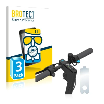 Face avant d’un emballage produit avec le logo de la marque BROTECT. À côté, l’appareil Segway Ninebot KickScooter MAX G30D es