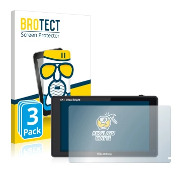 Face avant d’un emballage produit avec le logo de la marque BROTECT. À côté, l’appareil Feelworld LUT6 6