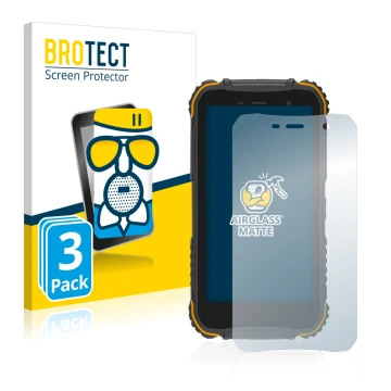 Face avant d’un emballage produit avec le logo de la marque BROTECT. À côté, l’appareil Doogee S35 est représenté avec la prot
