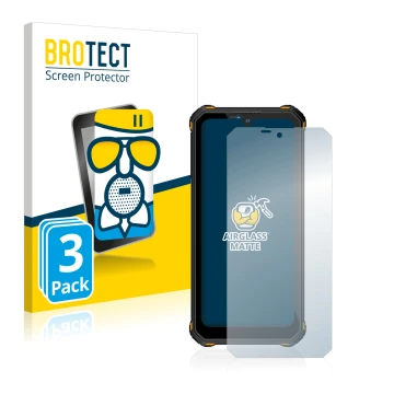 Face avant d’un emballage produit avec le logo de la marque BROTECT. À côté, l’appareil Oukitel WP15 5G est représenté avec la