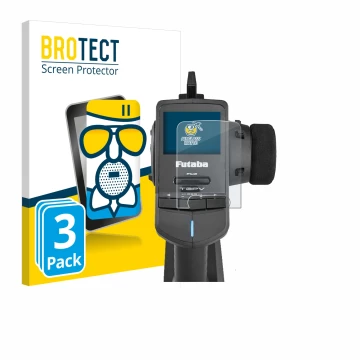 Face avant d’un emballage produit avec le logo de la marque BROTECT. À côté, l’appareil Futaba T3PV est représenté avec la pro