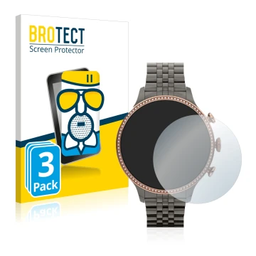 Face avant d’un emballage produit avec le logo de la marque BROTECT. À côté, l’appareil Fossil Gen 6 (42mm) est représenté ave