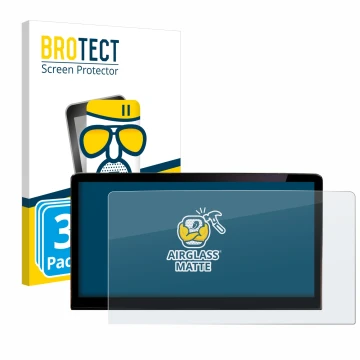 Face avant d’un emballage produit avec le logo de la marque BROTECT. À côté, l’appareil Skoda Enyaq iV 80 2021 Infotainment Sy