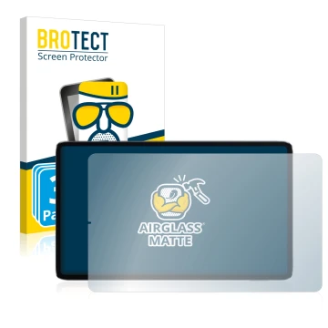 Face avant d’un emballage produit avec le logo de la marque BROTECT. À côté, l’appareil Xiaomi Mi Pad 5 (en paysage) est repré