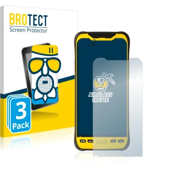 Face avant d’un emballage produit avec le logo de la marque BROTECT. À côté, l’appareil Trimble TDC600 est représenté avec la 