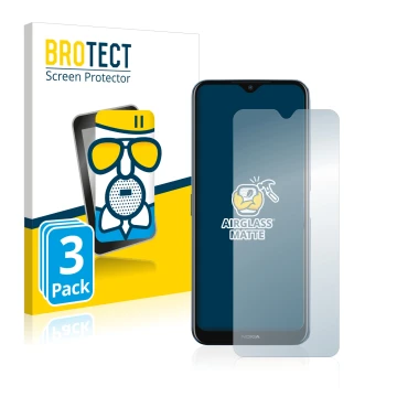 Face avant d’un emballage produit avec le logo de la marque BROTECT. À côté, l’appareil Nokia G50 est représenté avec la prote