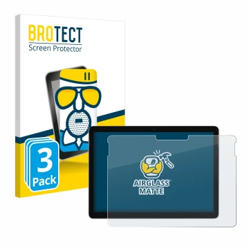 Face avant d’un emballage produit avec le logo de la marque BROTECT. À côté, l’appareil Microsoft Surface Go 3 est représenté 