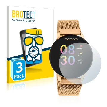 Face avant d’un emballage produit avec le logo de la marque BROTECT. À côté, l’appareil Oozoo Q00117 est représenté avec la pr