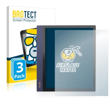 Face avant d’un emballage produit avec le logo de la marque BROTECT. À côté, l’appareil Boox Note Air 2 est représenté avec la