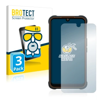 Face avant d’un emballage produit avec le logo de la marque BROTECT. À côté, l’appareil AGM Glory Pro est représenté avec la p