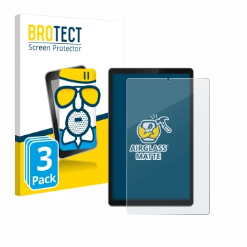 Face avant d’un emballage produit avec le logo de la marque BROTECT. À côté, l’appareil Lenovo Tab TB-X306F est représenté ave