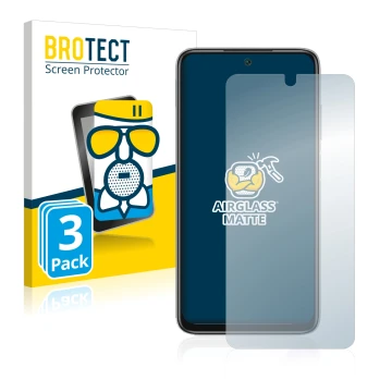 Face avant d’un emballage produit avec le logo de la marque BROTECT. À côté, l’appareil Xiaomi Redmi Note 11 4G est représenté