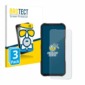 Face avant d’un emballage produit avec le logo de la marque BROTECT. À côté, l’appareil Doogee V20 est représenté avec la prot