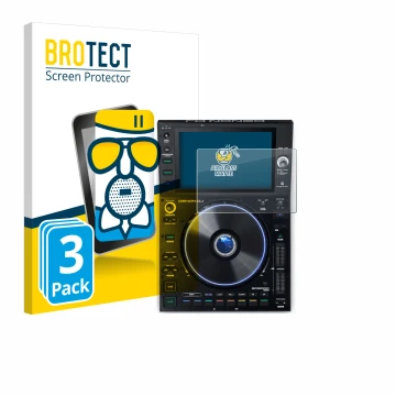 Face avant d’un emballage produit avec le logo de la marque BROTECT. À côté, l’appareil Denon DJ SC6000 Prime est représenté a