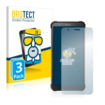Face avant d’un emballage produit avec le logo de la marque BROTECT. À côté, l’appareil Blackview BV6600 Pro est représenté av