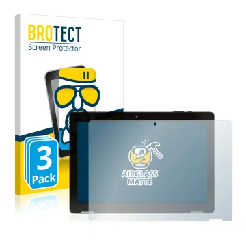 Face avant d’un emballage produit avec le logo de la marque BROTECT. À côté, l’appareil Hannspree Pad Apollo 2 est représenté 