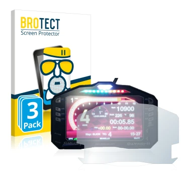 Face avant d’un emballage produit avec le logo de la marque BROTECT. À côté, l’appareil Starlane DaVinci-II S est représenté a