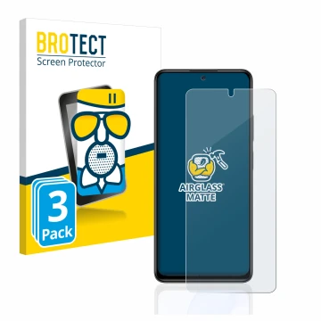 Face avant d’un emballage produit avec le logo de la marque BROTECT. À côté, l’appareil Xiaomi Redmi Note 11 Pro 5G est représ