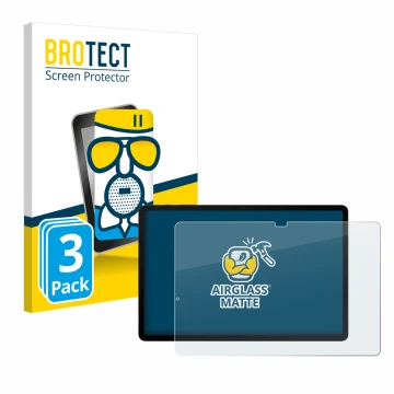 Face avant d’un emballage produit avec le logo de la marque BROTECT. À côté, l’appareil Samsung Galaxy Tab S8 Plus 5G est repr
