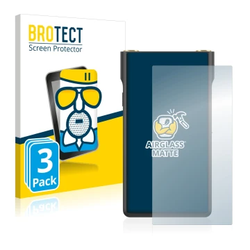 Face avant d’un emballage produit avec le logo de la marque BROTECT. À côté, l’appareil Sony Walkman NW-WM1AM2 est représenté 