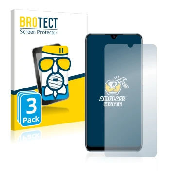 Face avant d’un emballage produit avec le logo de la marque BROTECT. À côté, l’appareil Vivo V20 SE est représenté avec la pro