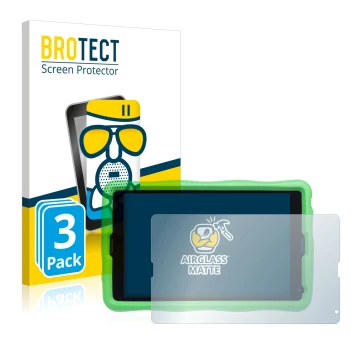 Face avant d’un emballage produit avec le logo de la marque BROTECT. À côté, l’appareil MEDION Lifetab E10440 Kids est représe
