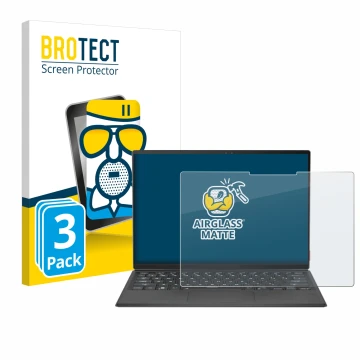 Face avant d’un emballage produit avec le logo de la marque BROTECT. À côté, l’appareil ASUS Rog Flow Z13 2022 est représenté 