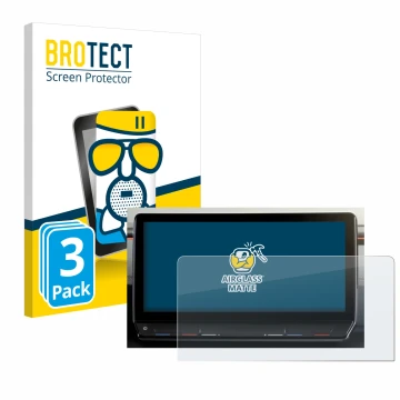 Face avant d’un emballage produit avec le logo de la marque BROTECT. À côté, l’appareil Cupra Formentor 2020-2022 Infotainment