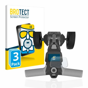 Face avant d’un emballage produit avec le logo de la marque BROTECT. À côté, l’appareil PowaKaddy FX5 2.8